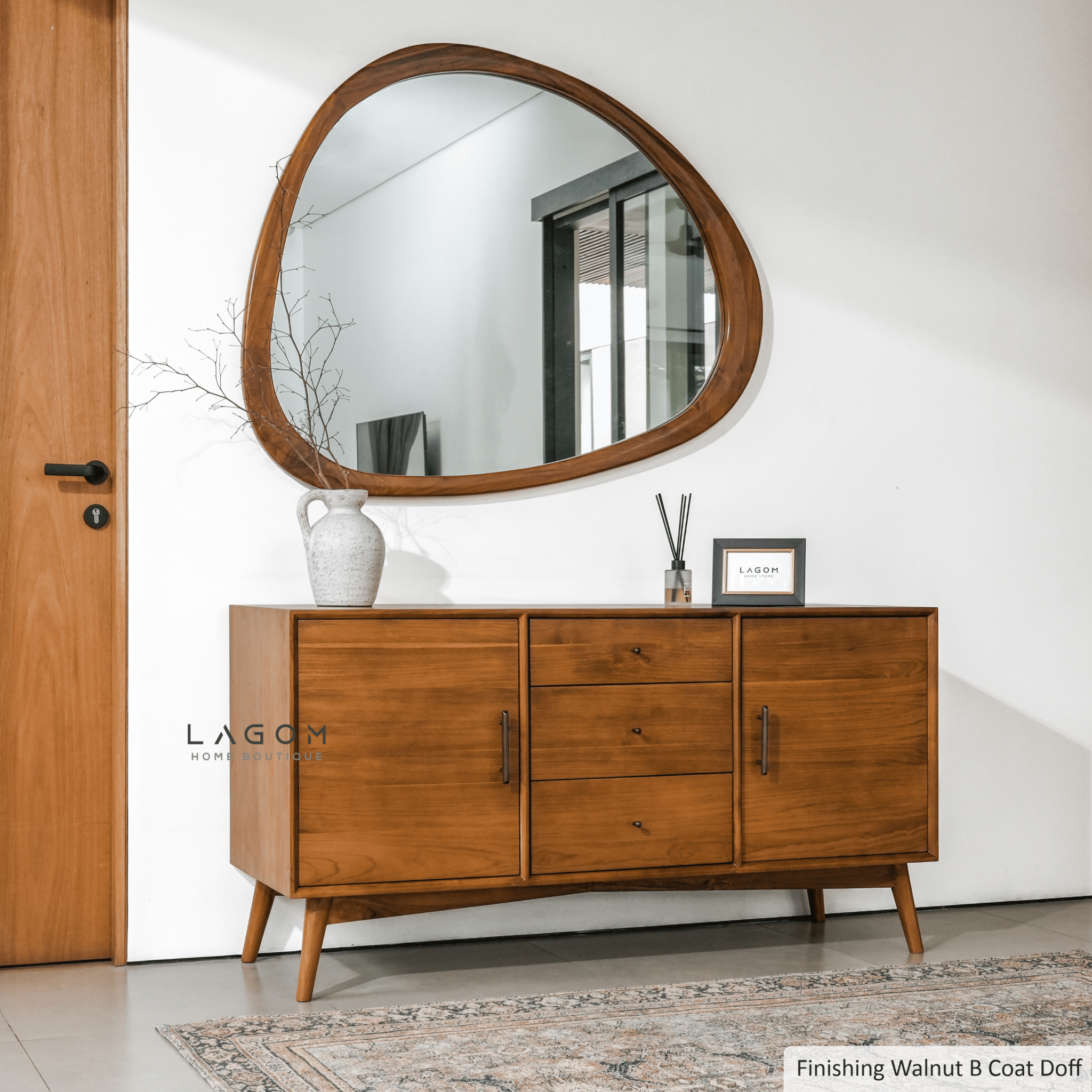 Minimalist Teak Buffet with 2 Doors & 3 Drawers - Buffet - Lagom Home Boutique
