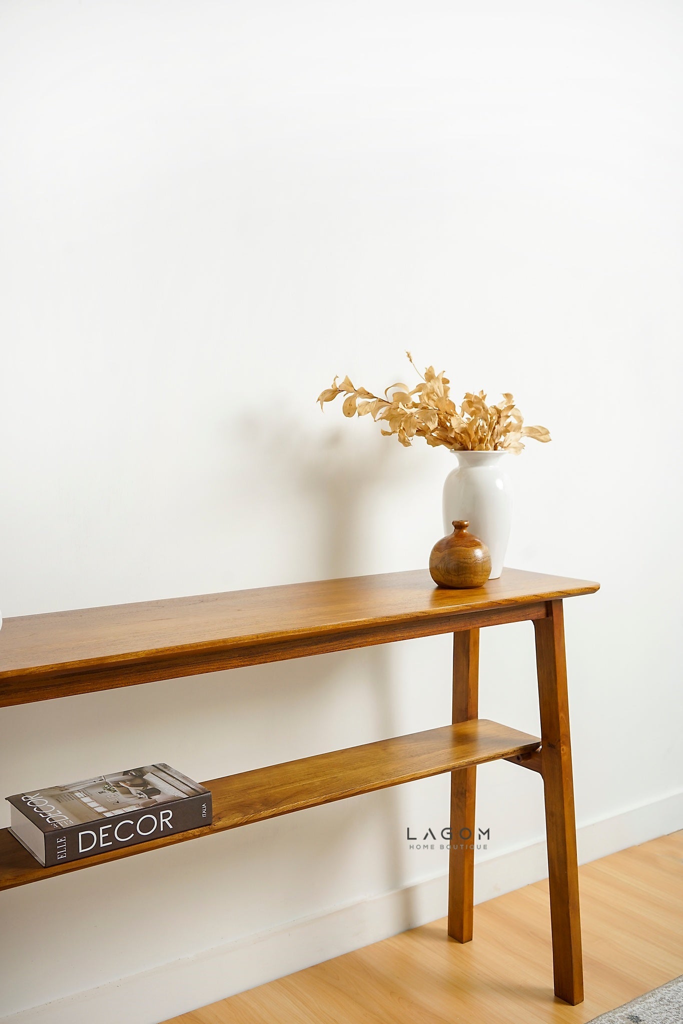 Minimalist Teak Console Table with Extra Shelf - Console Table - Lagom Home Boutique