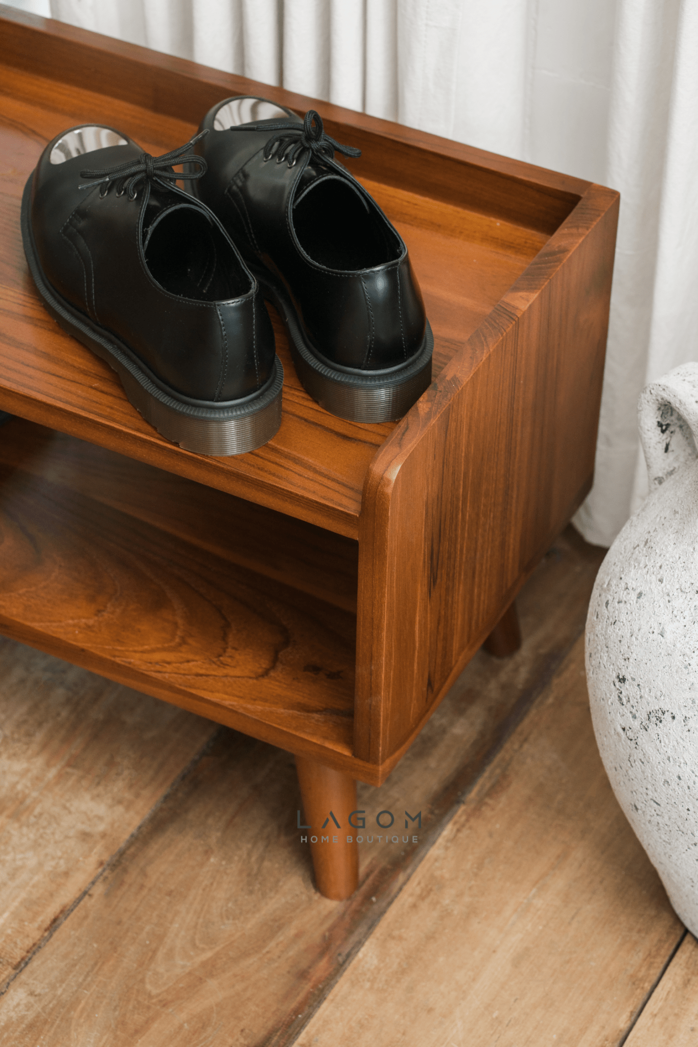 Minimalist Teak Shoe Rack - Shoe Rack - Lagom Home Boutique