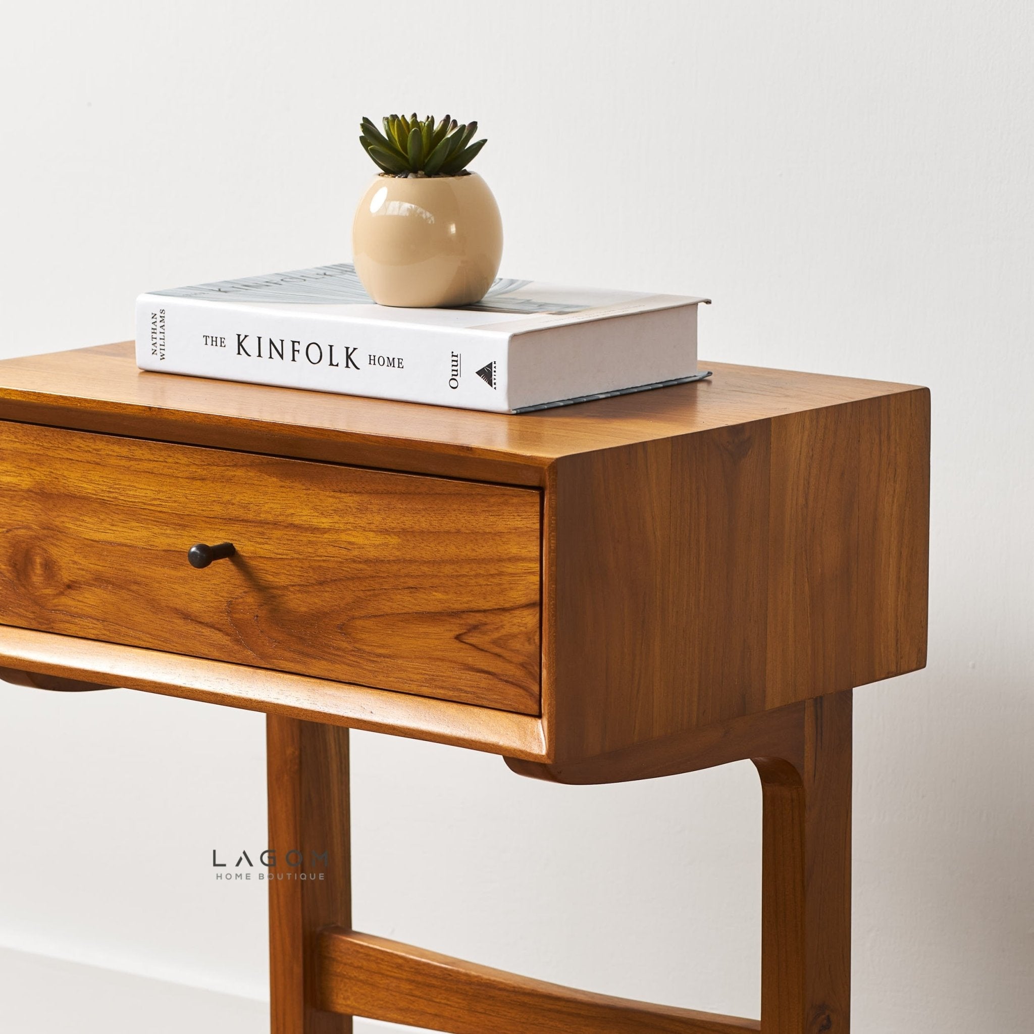 Minimalist Teak Side Table with Drawer - Side Table - Lagom Home Boutique