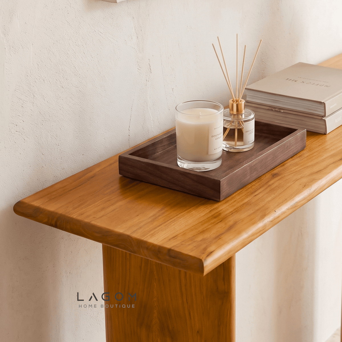 Minimalist Teak Wood Console Table-Console Table-Lagom Home Boutique