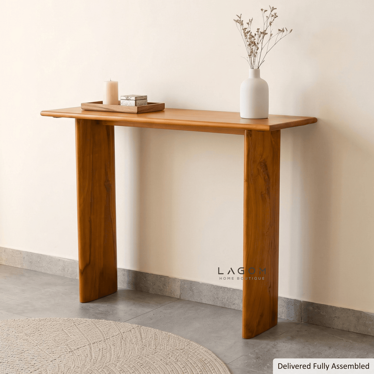 Minimalist Teak Wood Console Table-Console Table-Lagom Home Boutique