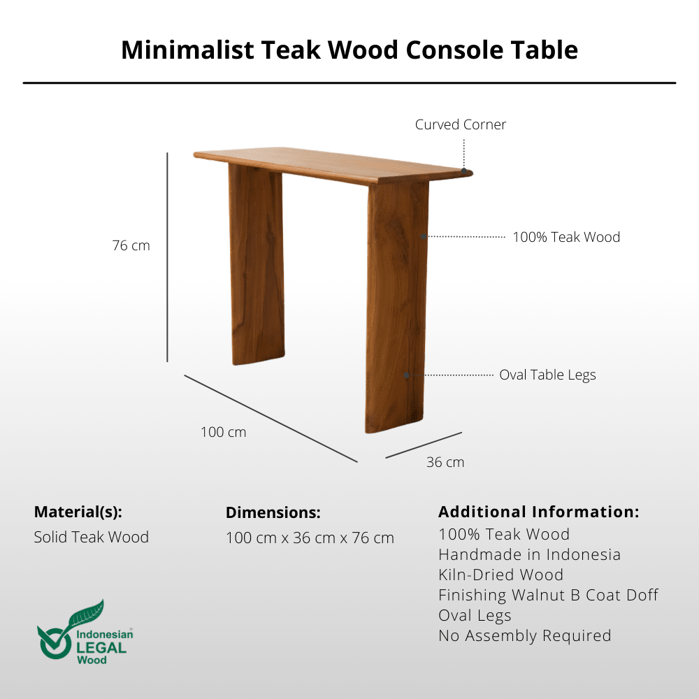 Minimalist Teak Wood Console Table - Console Table - Lagom Home Boutique