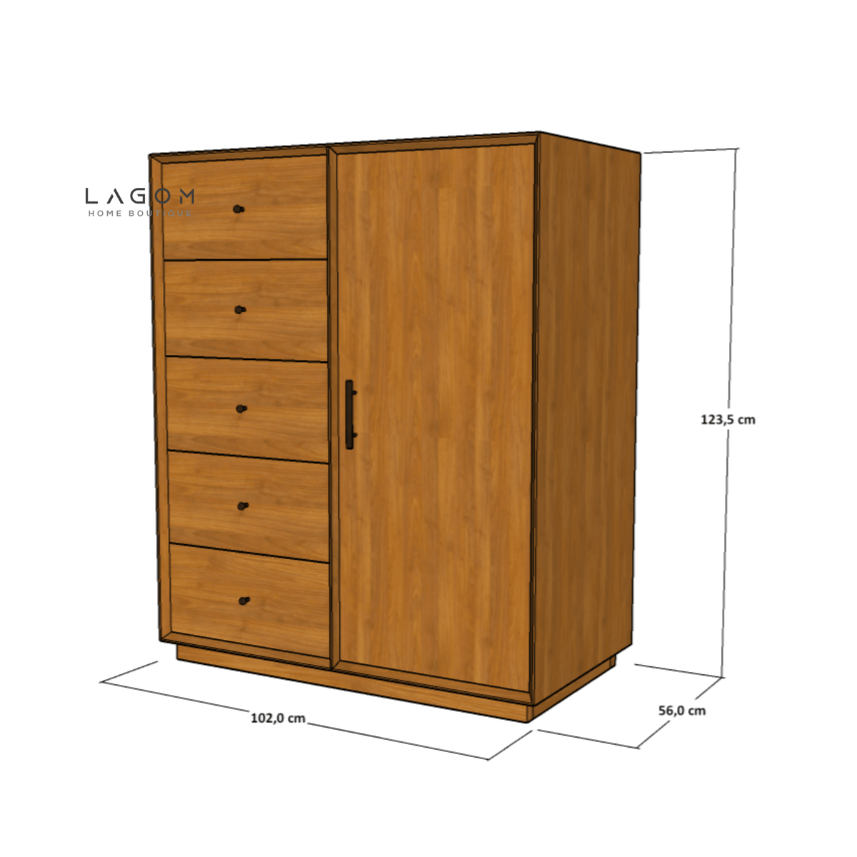 Montessori Wardrobe in Solid Teak-Wardrobe-Lagom Home Boutique