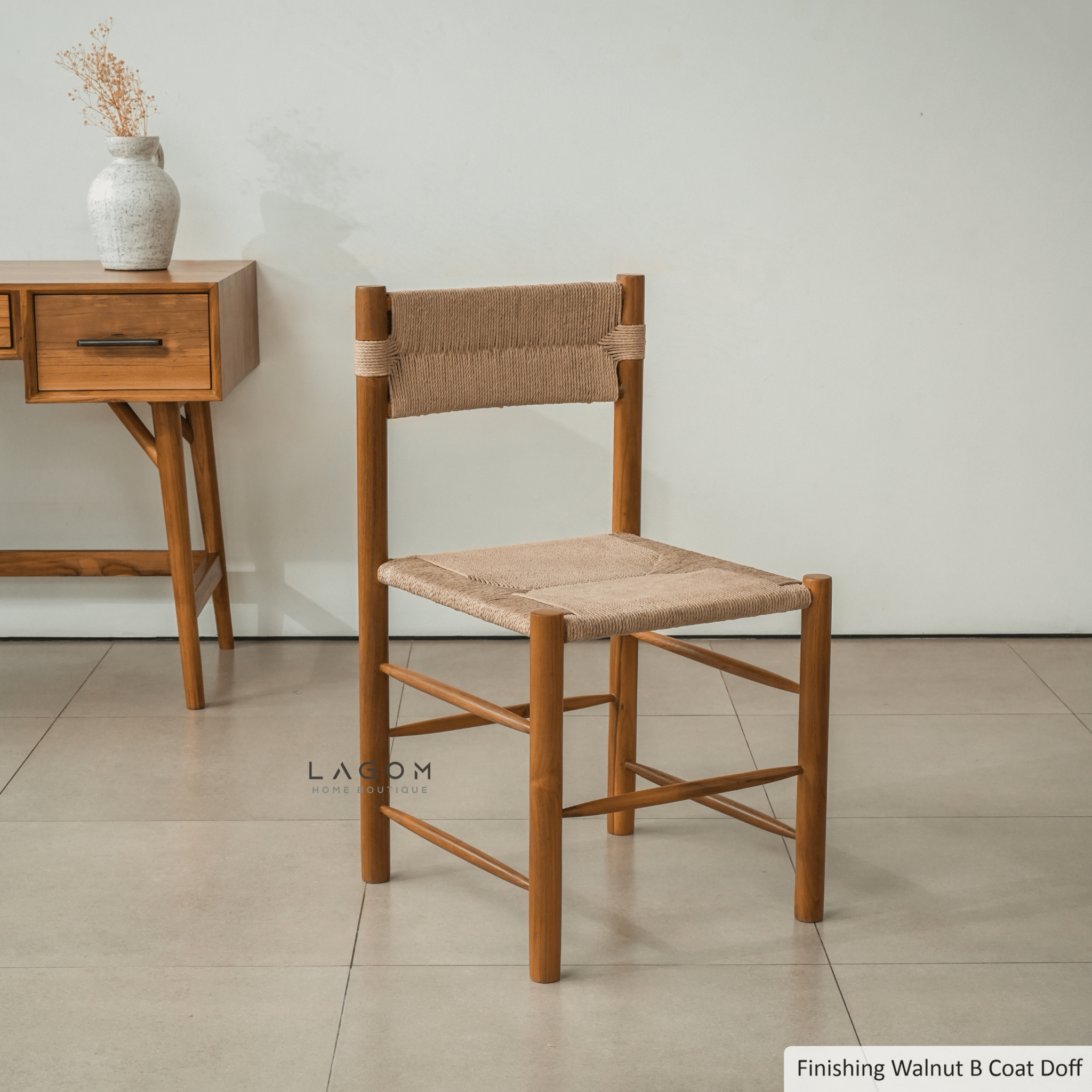 Solid Teak Chair with Artisanal Handwoven Loom - Chair - Lagom Home Boutique