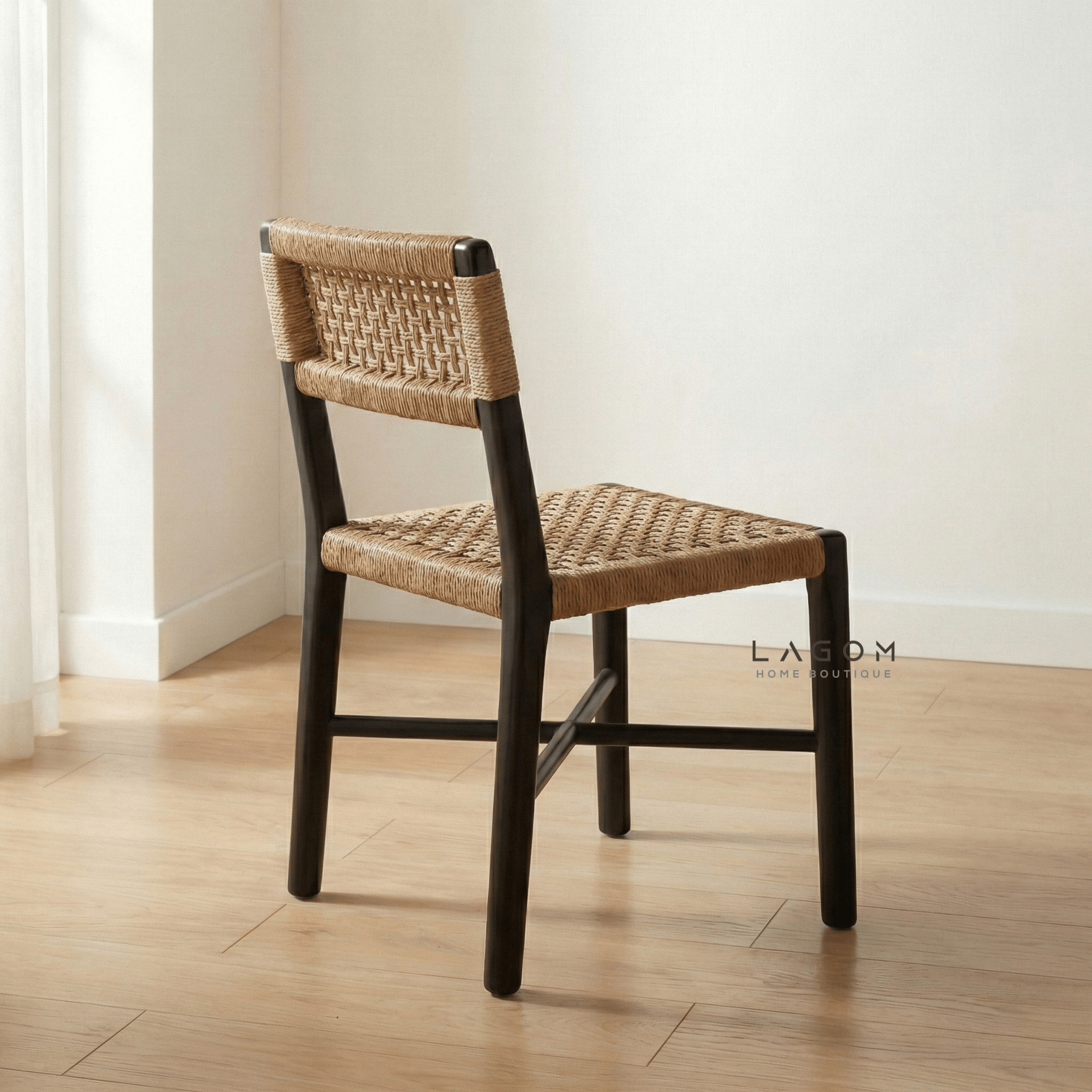 Solid Teak Chair with Handwoven Paper Loom - Chair - Lagom Home Boutique
