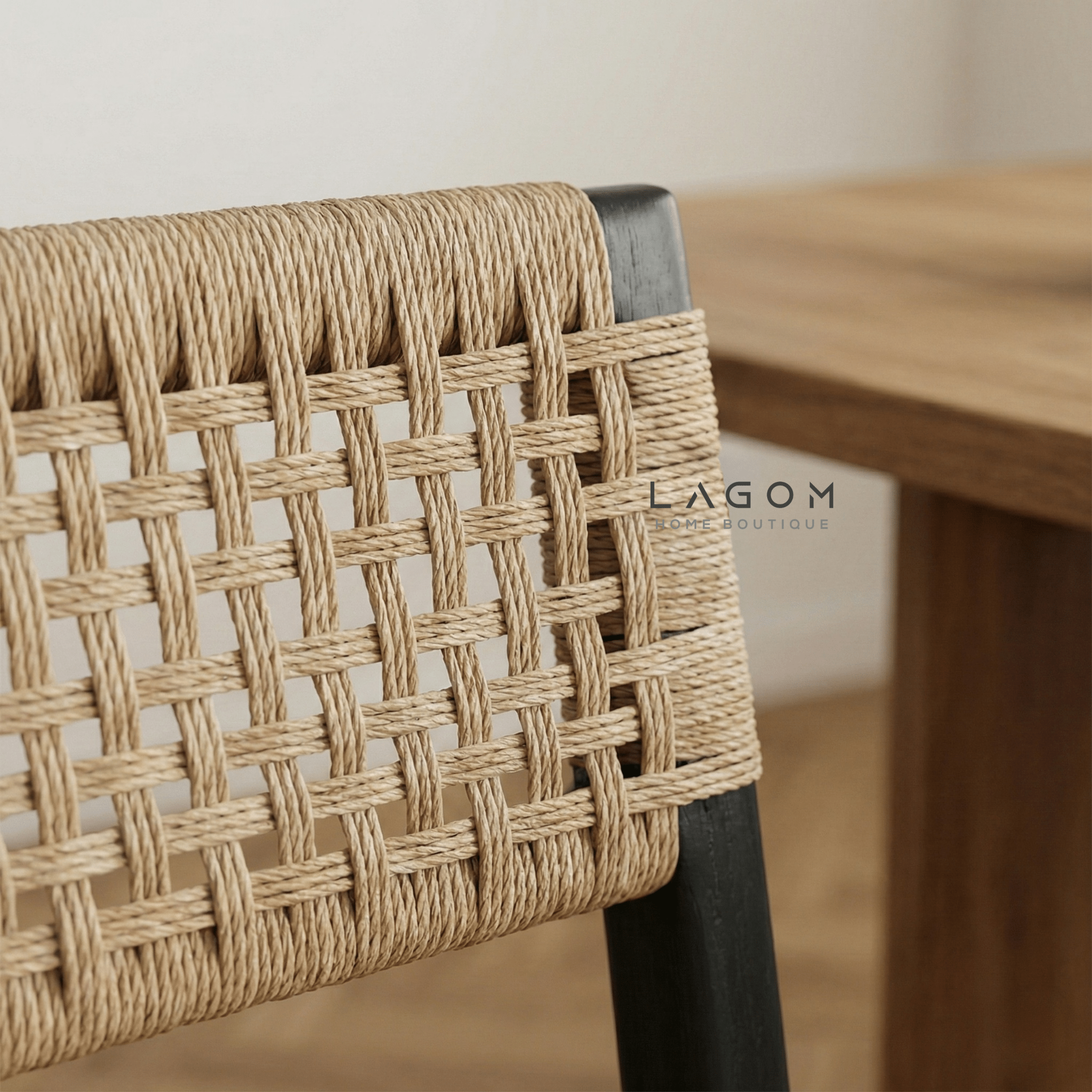 Solid Teak Chair with Handwoven Paper Loom - Chair - Lagom Home Boutique