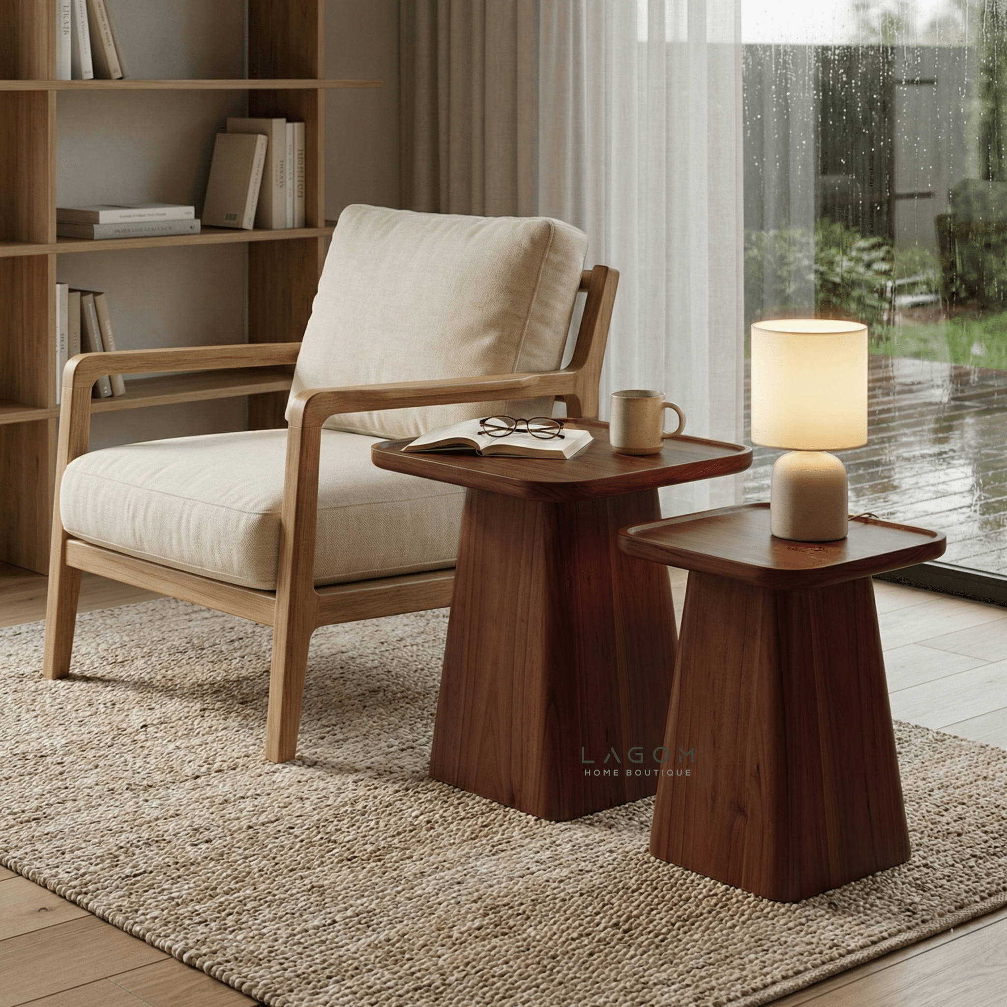 Solid Teak Nesting Side Tables – Set of 2 - Side Table - Lagom Home Boutique