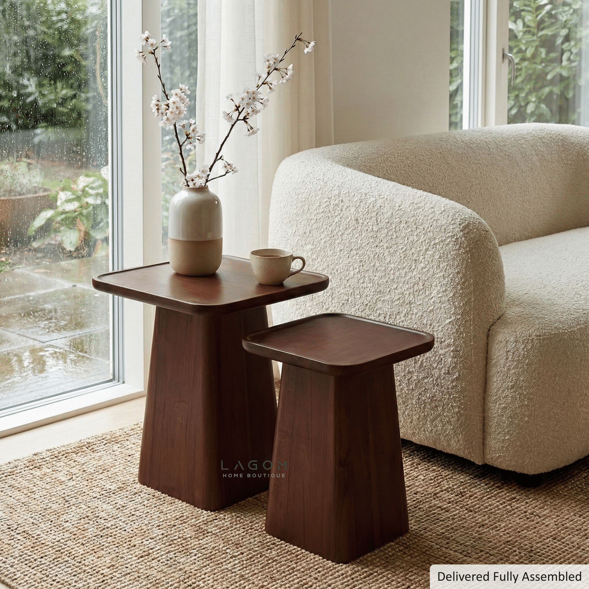 Solid Teak Nesting Side Tables – Set of 2 - Side Table - Lagom Home Boutique