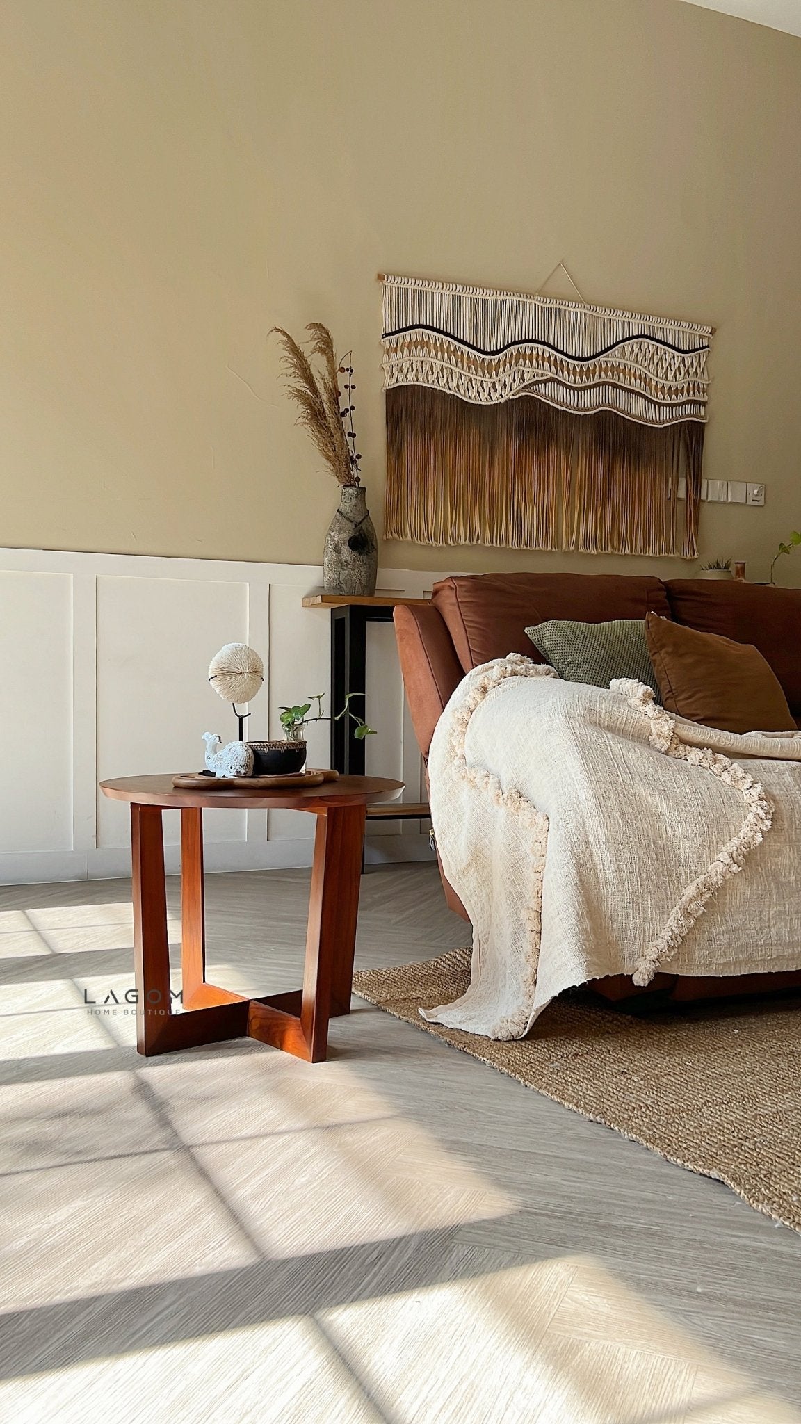 Solid Teak Round Side Table - Side Table - Lagom Home Boutique