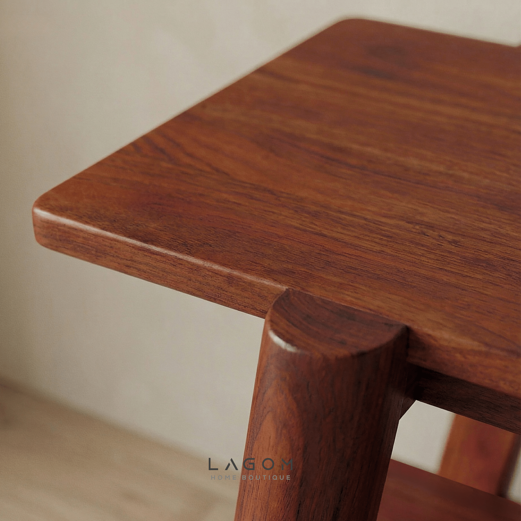 Solid Teak Side Table with Open Shelves - Side Table - Lagom Home Boutique