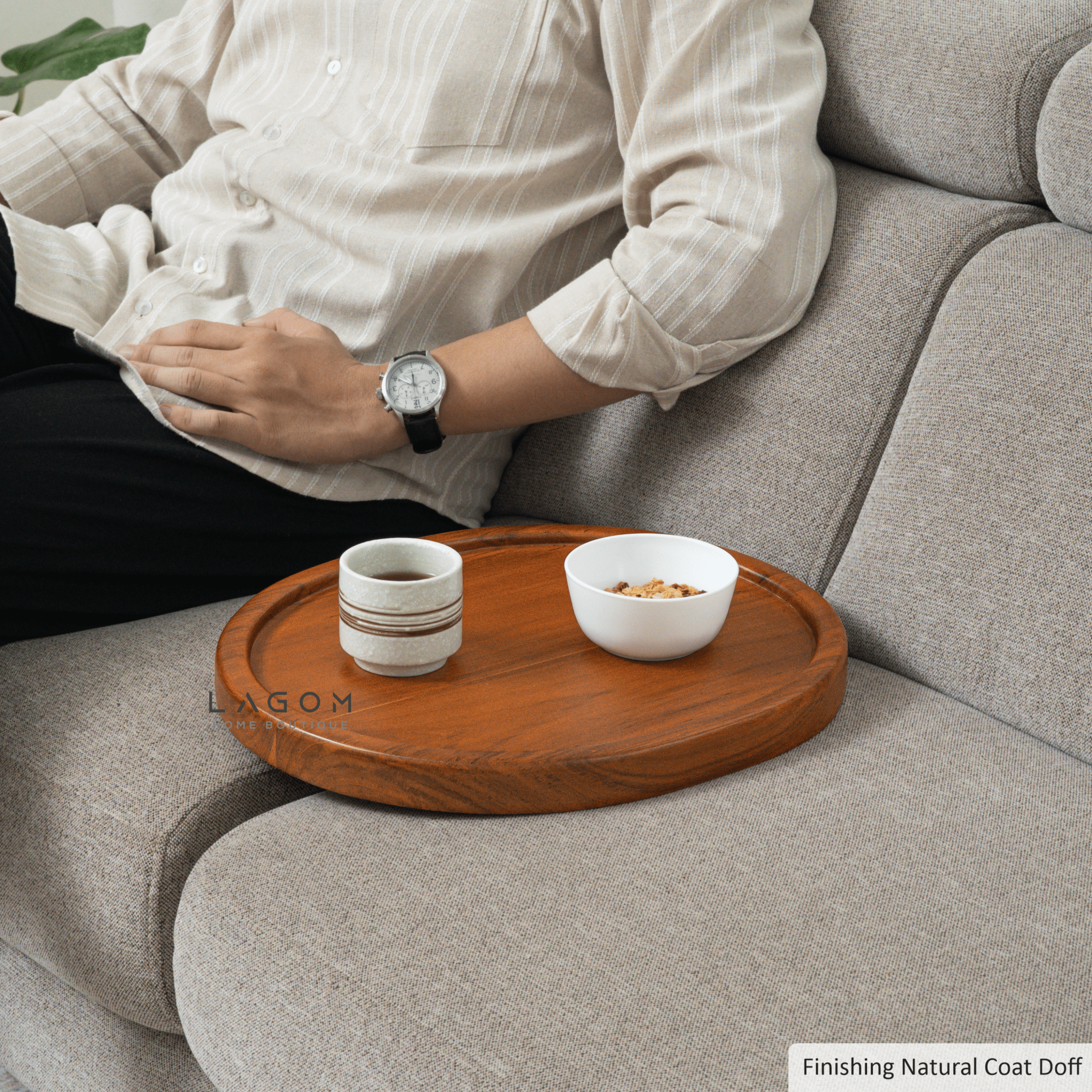 Solid Teak Sofa Tray Table - Sofa Tray - Lagom Home Boutique