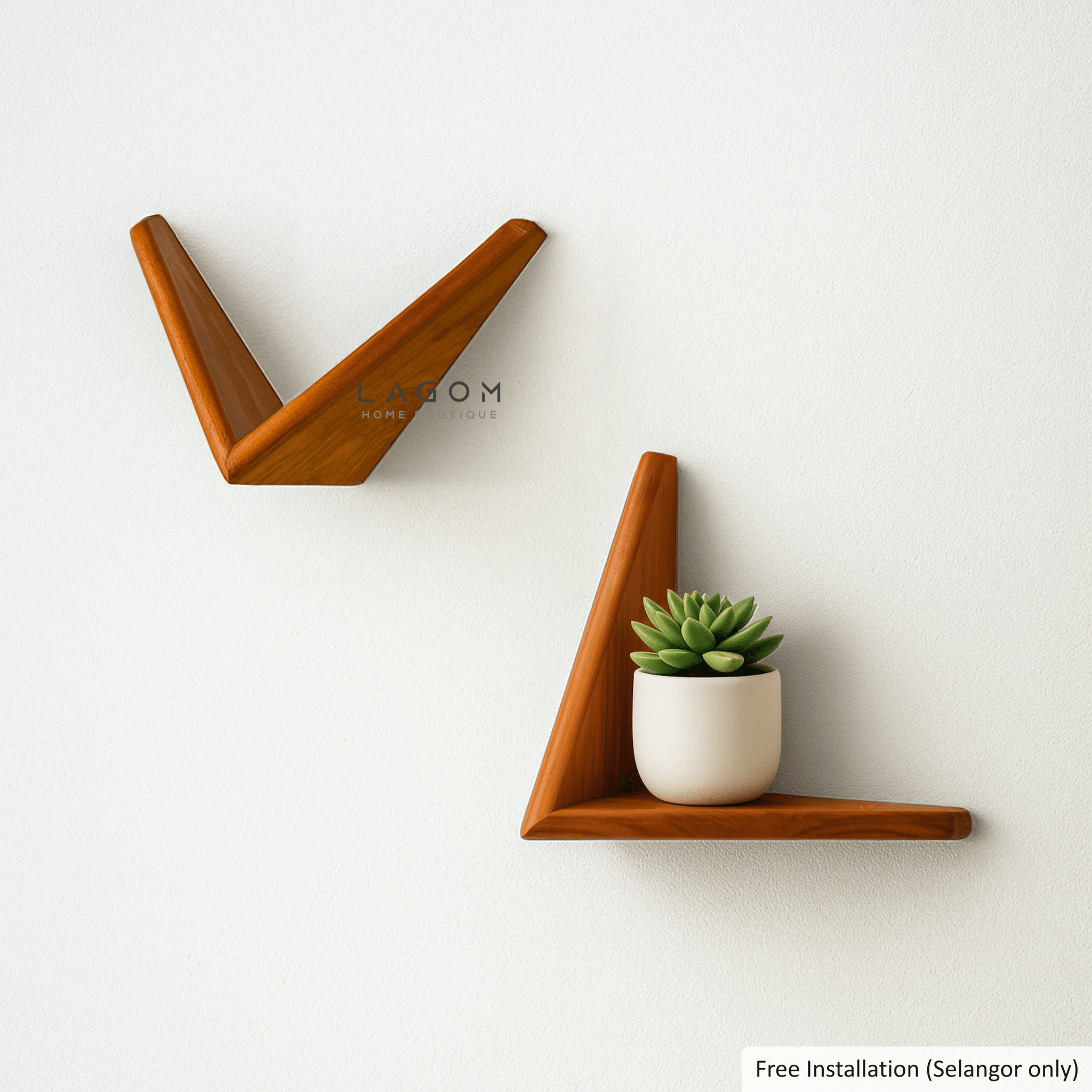Teak Butterfly Shelf Set (Set of 4, 8 or 12) - Wall Shelf - Lagom Home Boutique