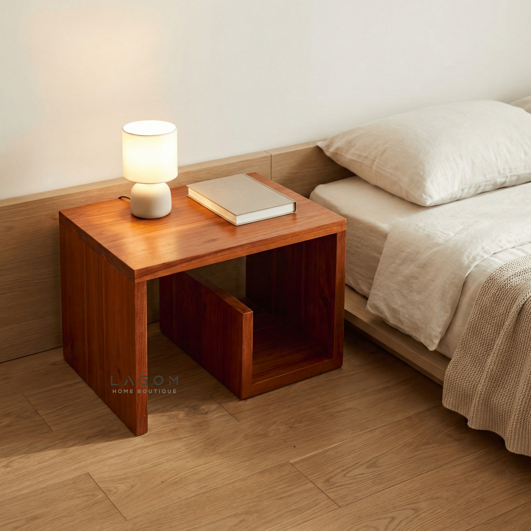 Teak Geometric Side Table - Side Table - Lagom Home Boutique