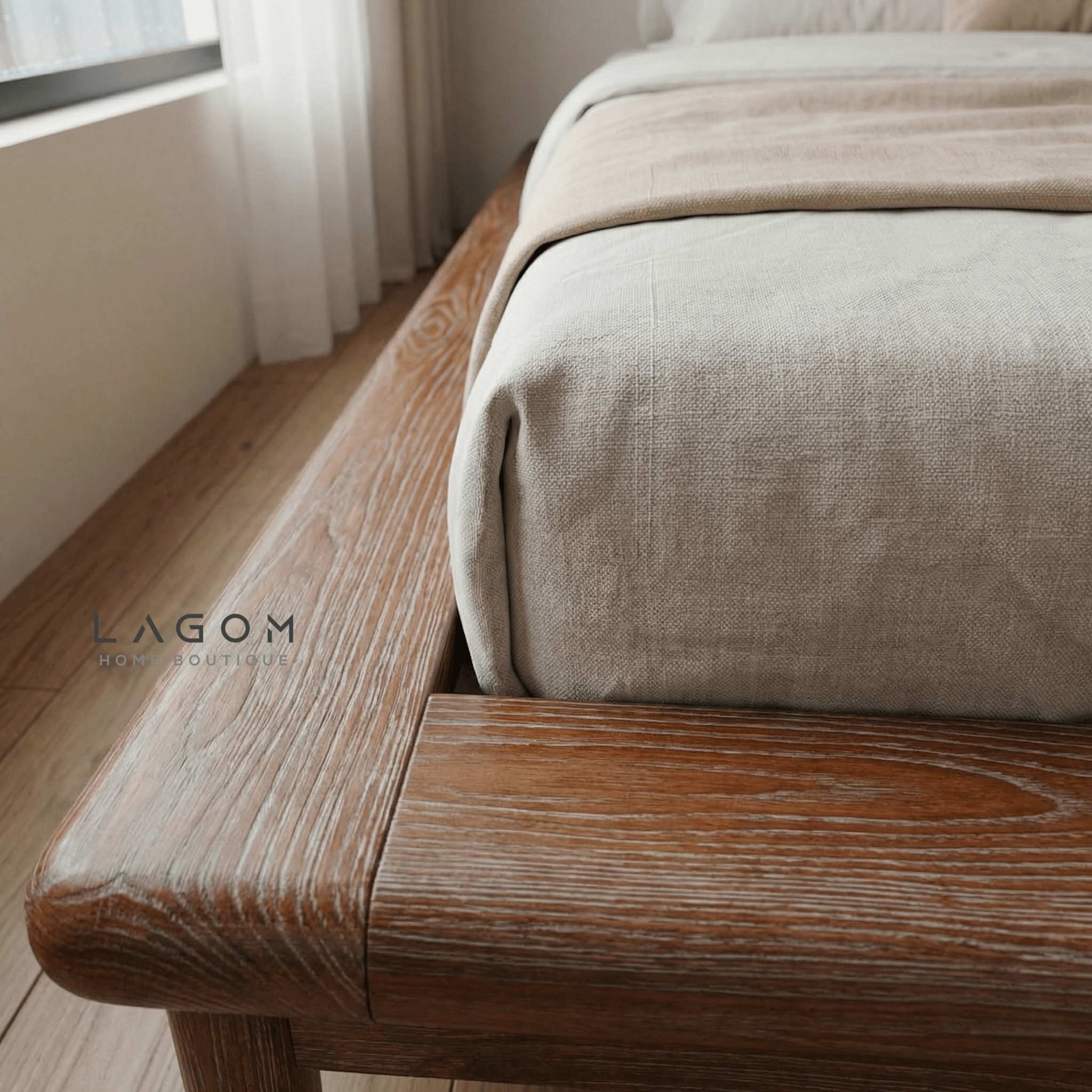 Teak Low Platform Bed Frame - Bed - Lagom Home Boutique