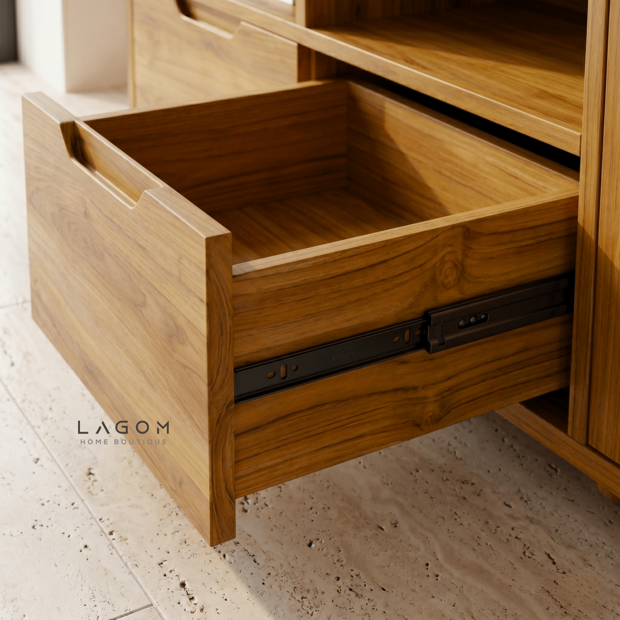 Teak Sideboard with Open Shelves - Sideboard - Lagom Home Boutique