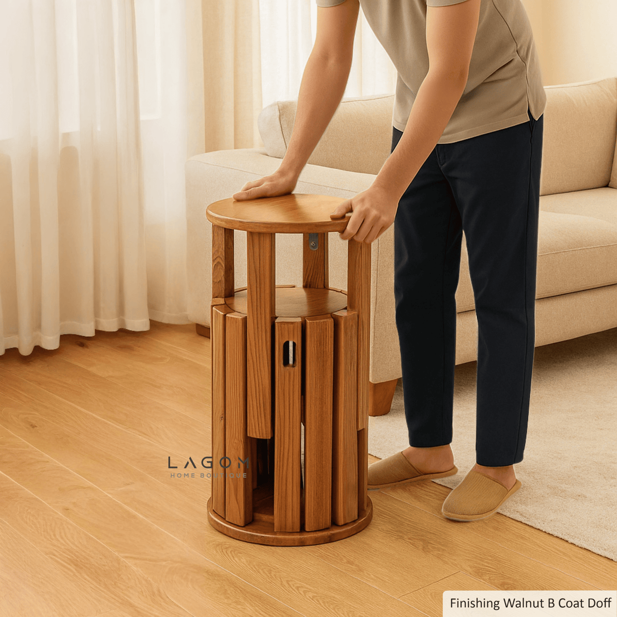 Teak Wood Stackable Stools - Set of 4