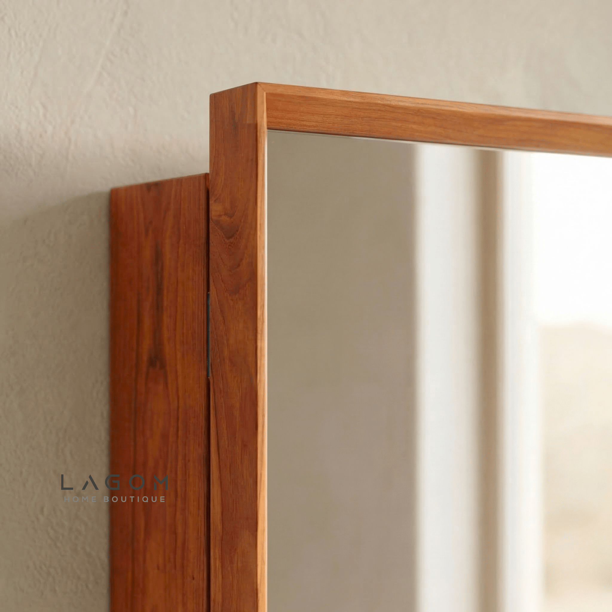 Teak Wall Mirror Cabinet with Hidden Storage - Wall Storage - Lagom Home Boutique