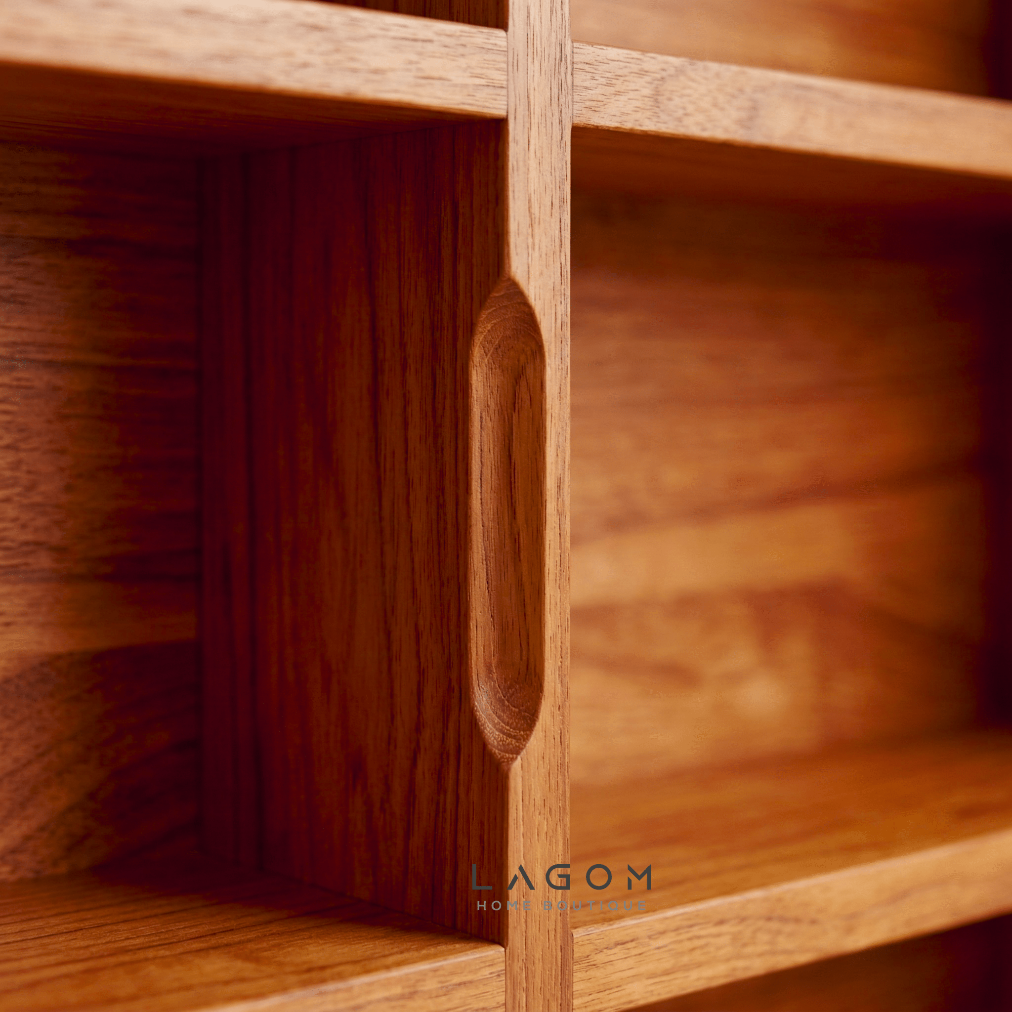 Teak Wall Mirror Cabinet with Storage Shelves - Wall Storage - Lagom Home Boutique