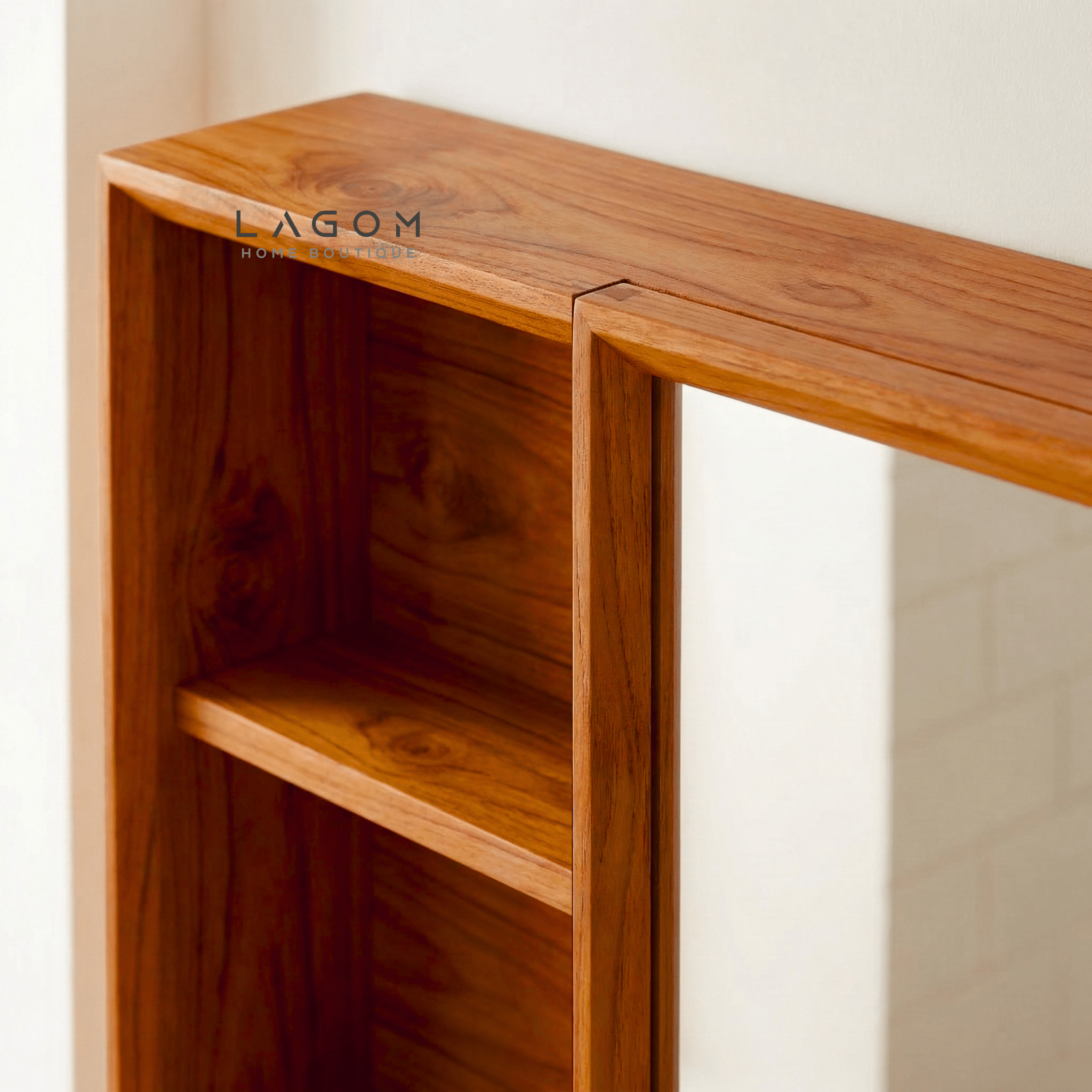 Teak Wall Mirror Cabinet with Storage Shelves - Wall Storage - Lagom Home Boutique