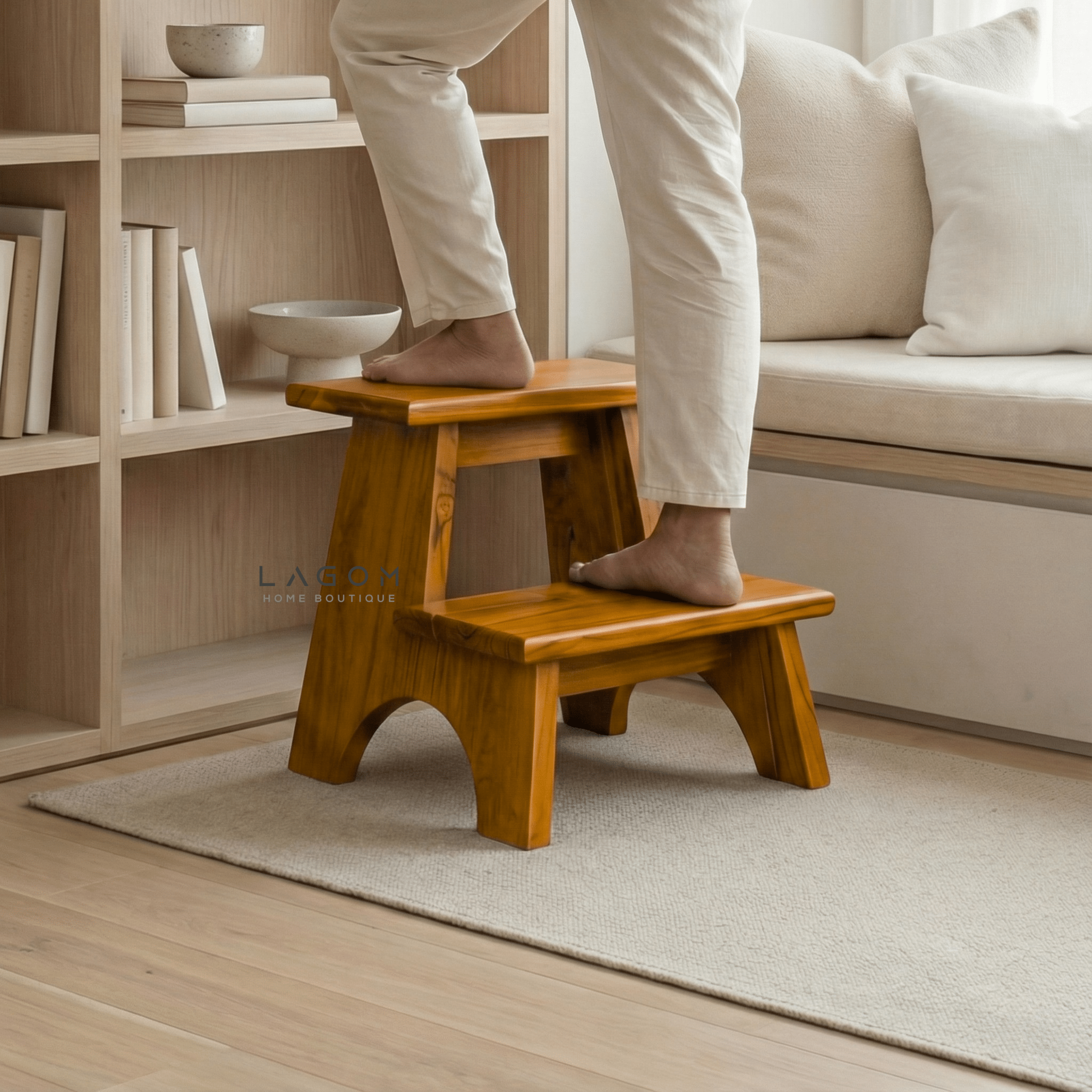 Teak Wood 2 - Step Stool - Step Stool - Lagom Home Boutique