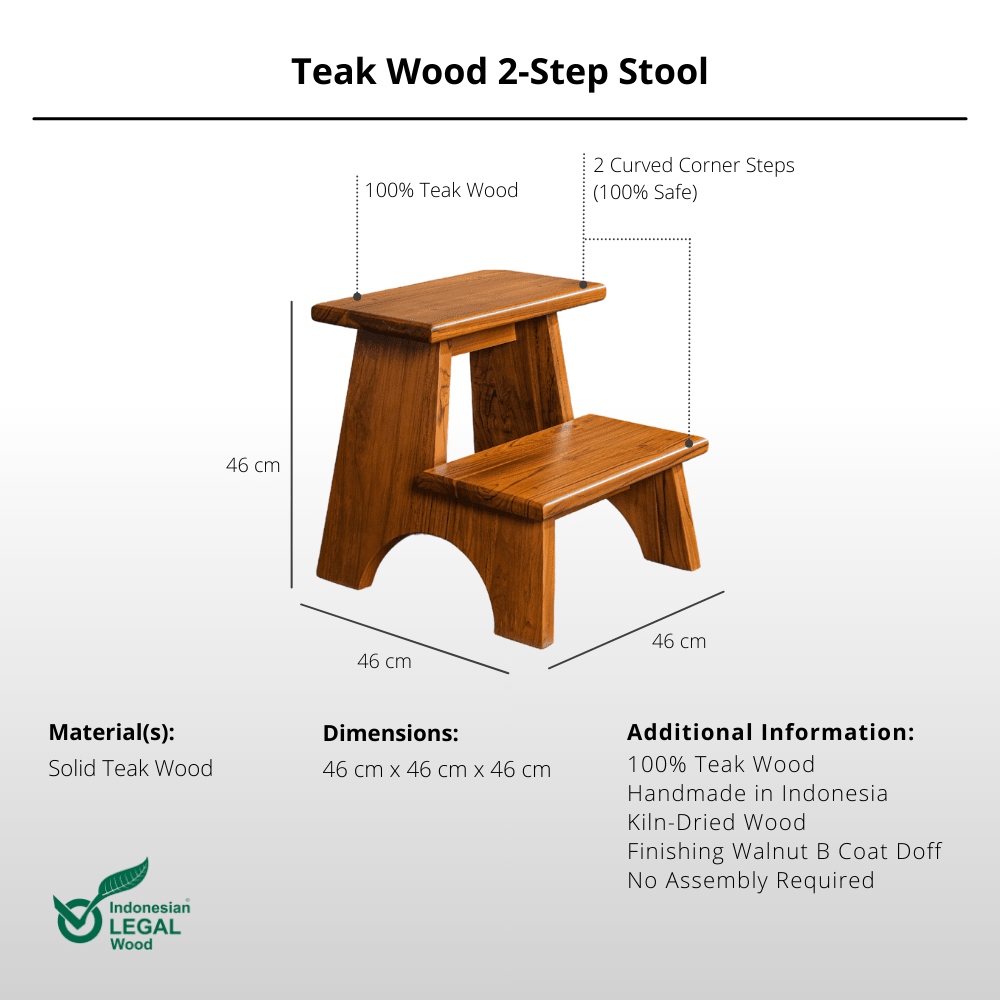 Teak Wood 2 - Step Stool - Step Stool - Lagom Home Boutique