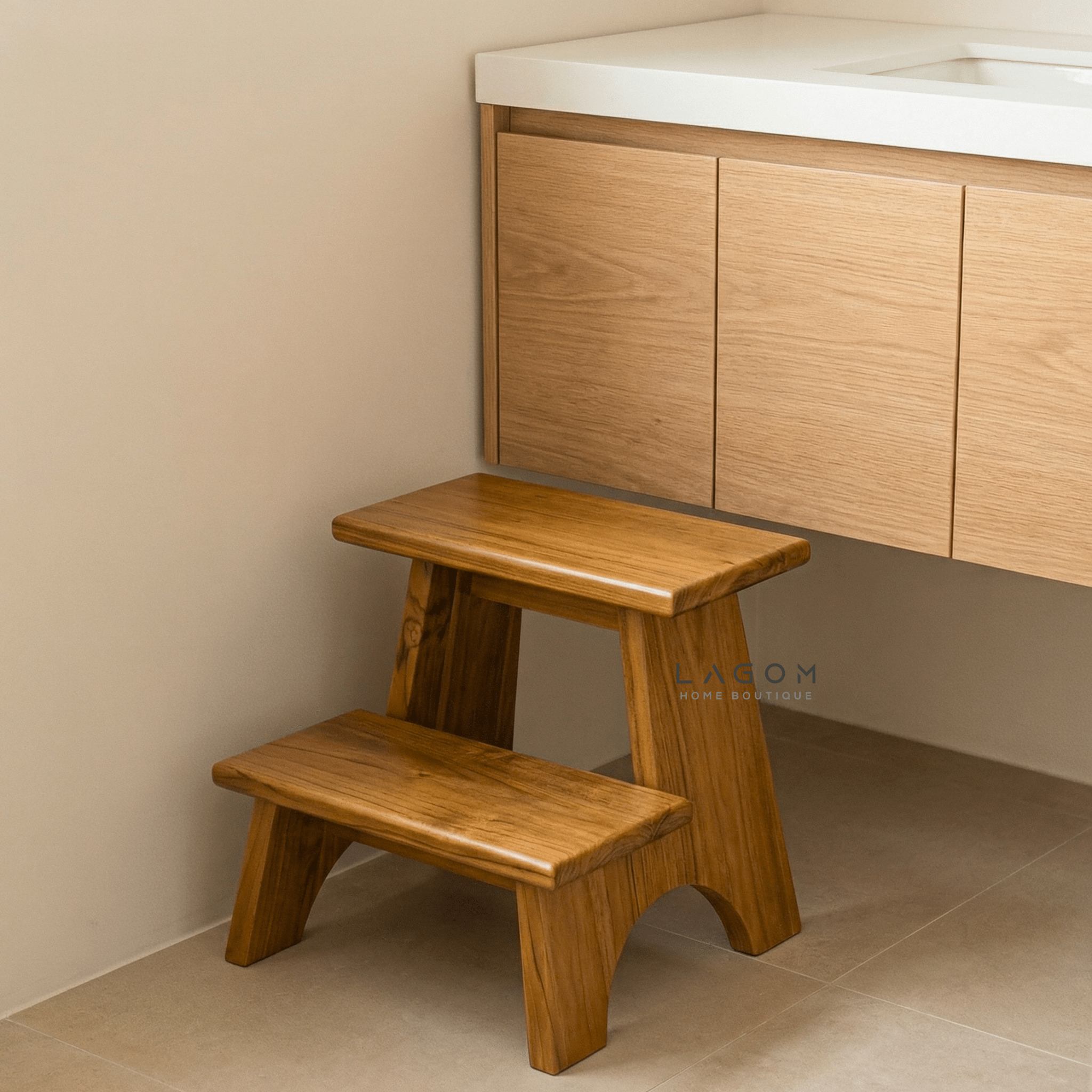 Teak Wood 2 - Step Stool - Step Stool - Lagom Home Boutique