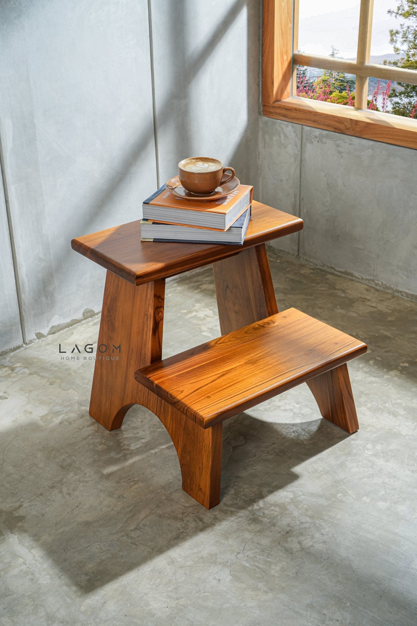 Teak Wood 2 - Step Stool - Step Stool - Lagom Home Boutique