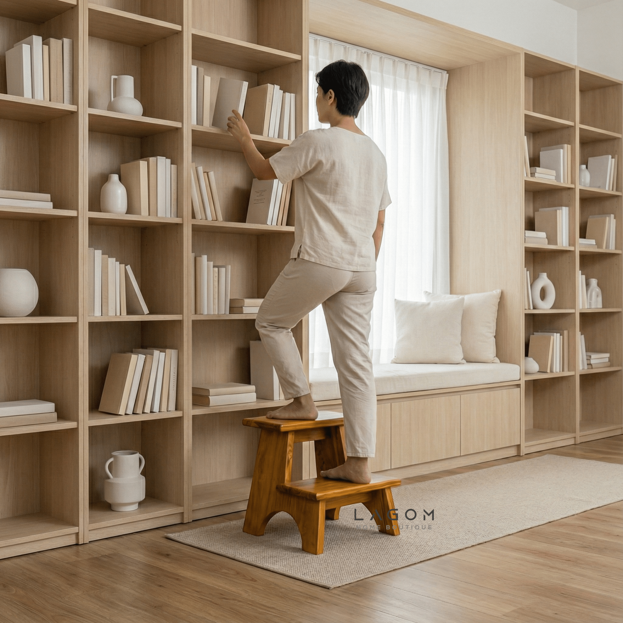 Teak Wood 2 - Step Stool - Step Stool - Lagom Home Boutique