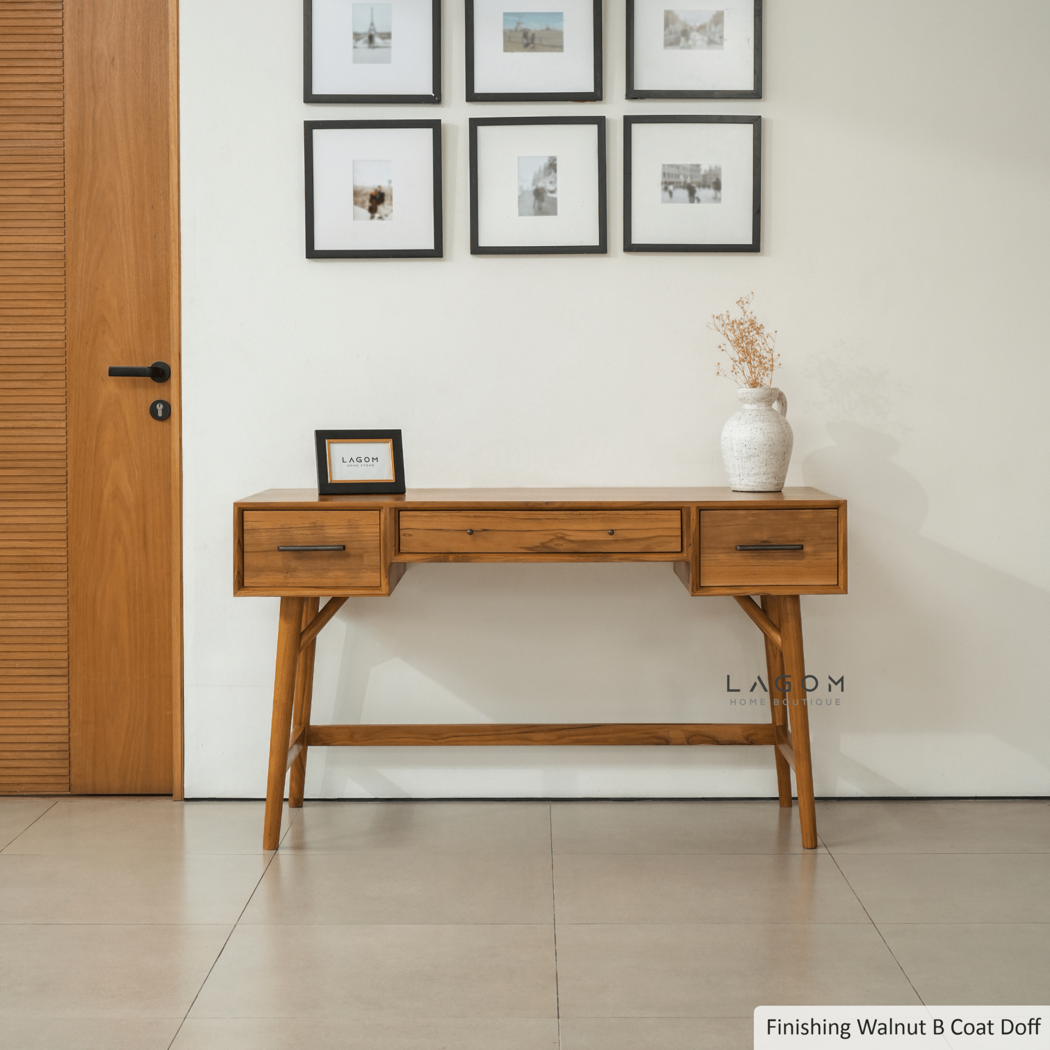 Teak Wood Desk with Seamless Drawers - Desk - Lagom Home Boutique