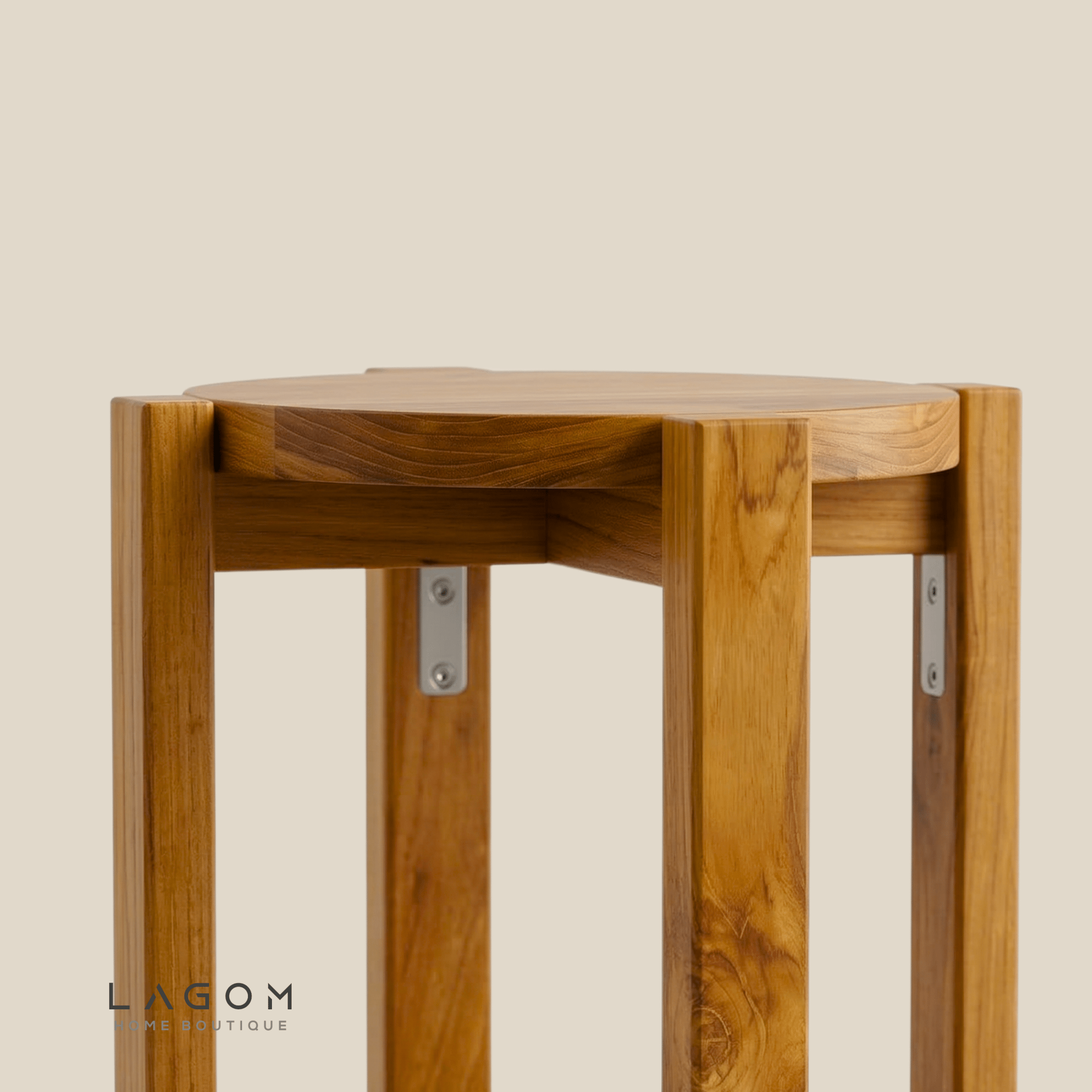 Teak Wood Stackable Stools - Set of 4 - Stool - Lagom Home Boutique