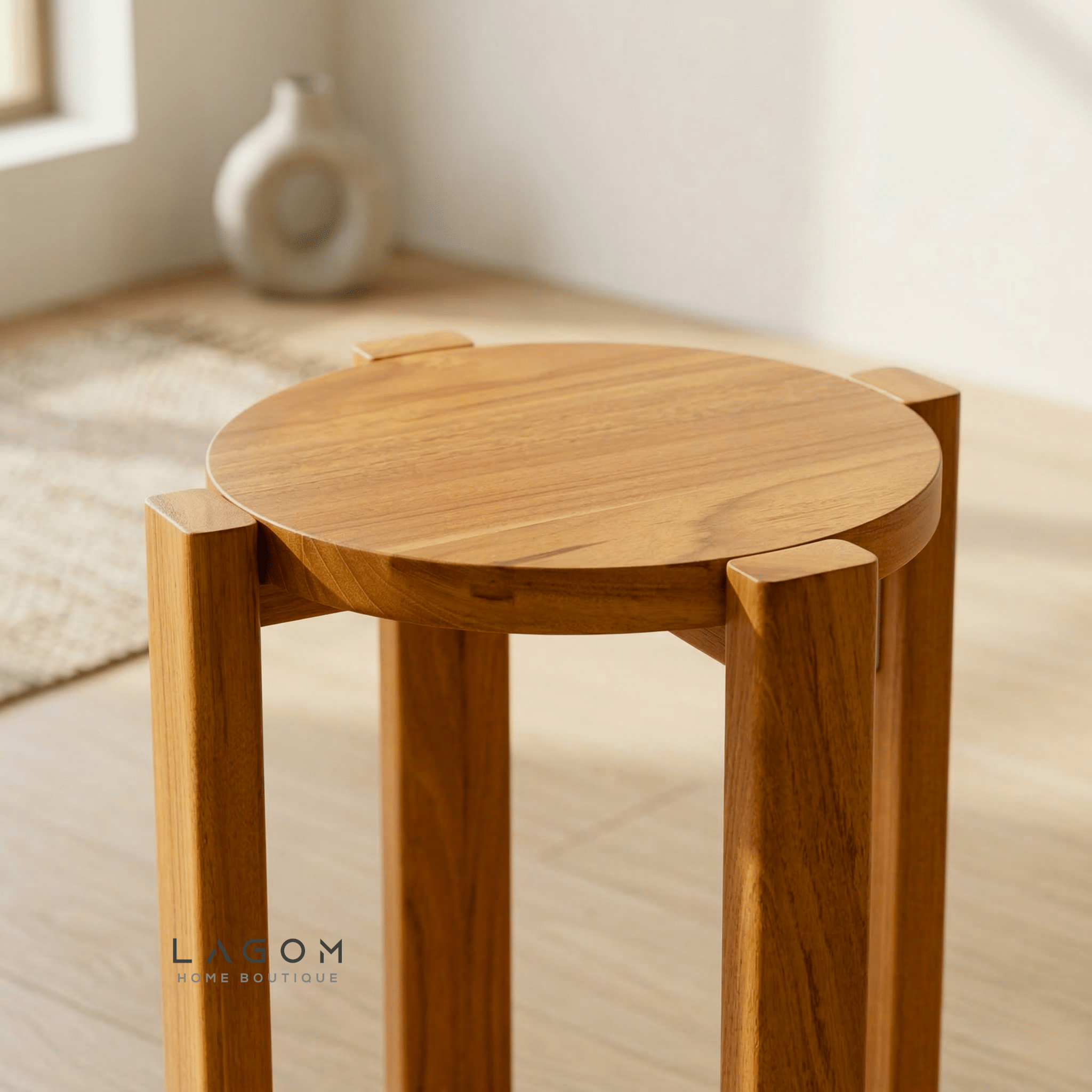 Teak Wood Stackable Stools - Set of 4 Teak Wood Stackable Stools - Set of 4