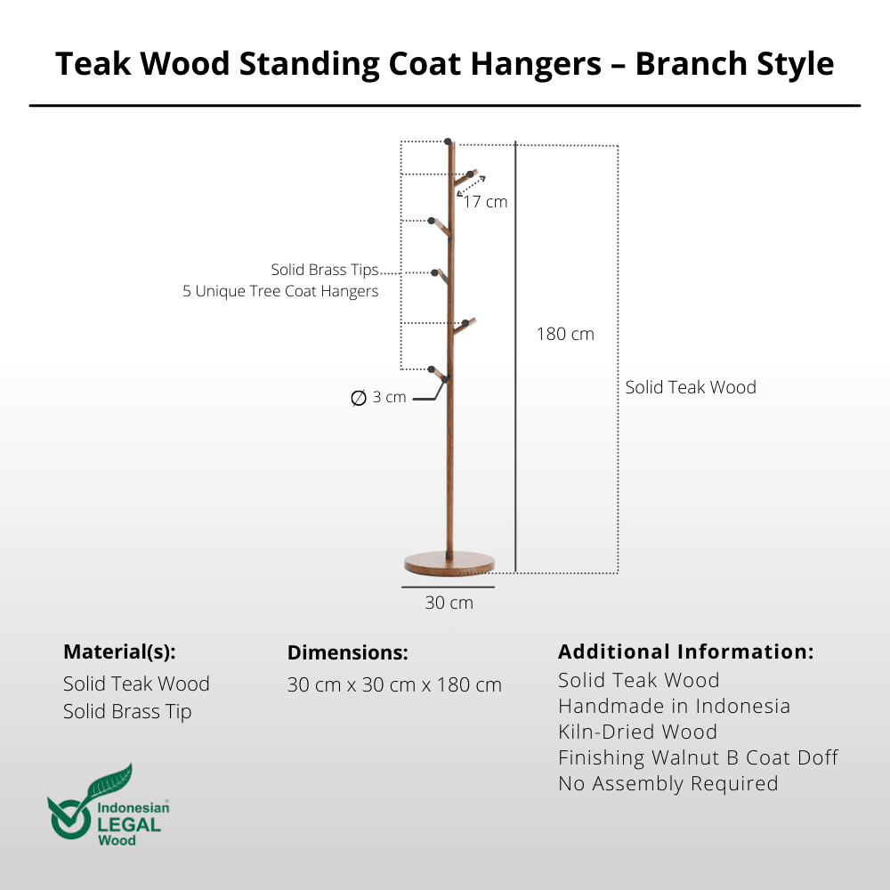 Teak Wood Standing Coat Hangers – Branch Style - Standing Coat Hanger - Lagom Home Boutique