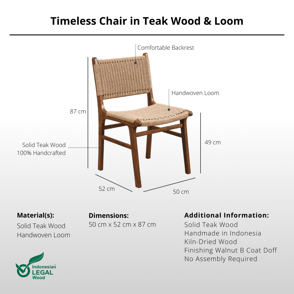 Timeless Chair in Teak Wood & Premium Loom - Chair - Lagom Home Boutique