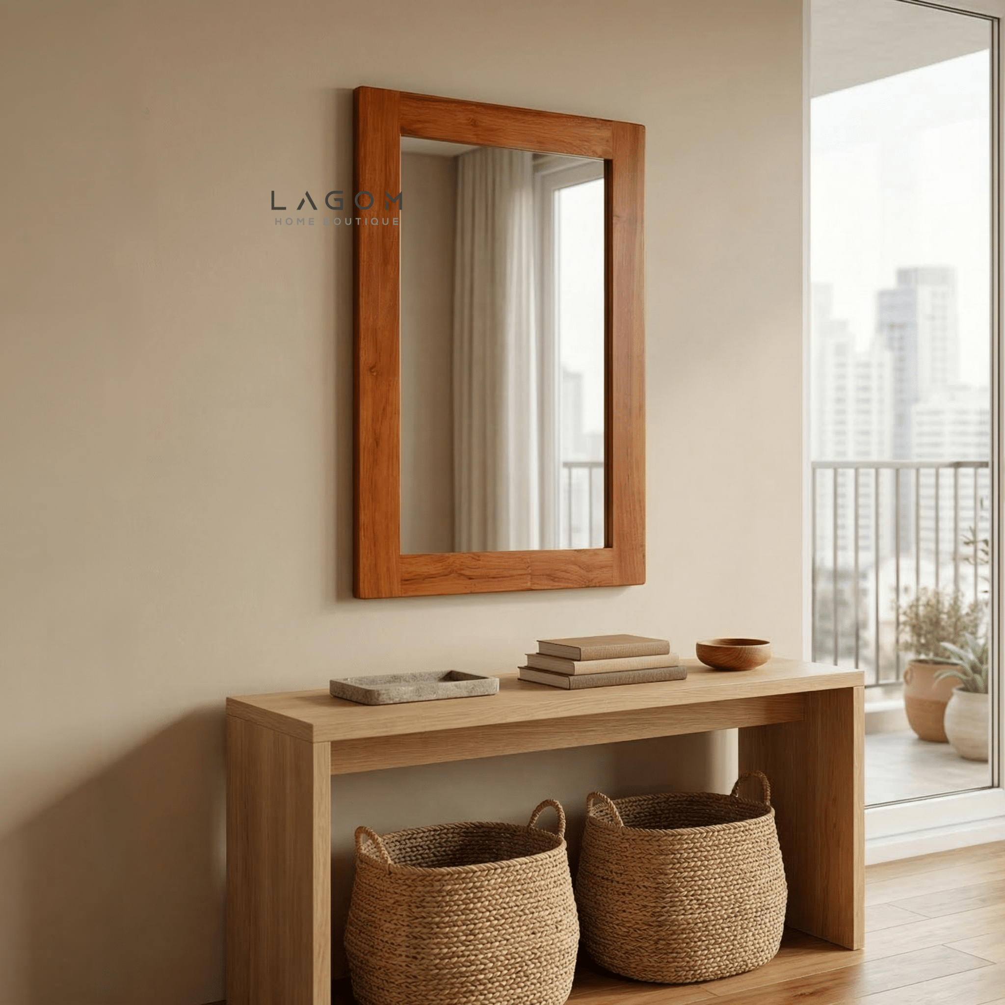 Timeless Rectangular Mirror in Teak Wood - Mirror - Lagom Home Boutique