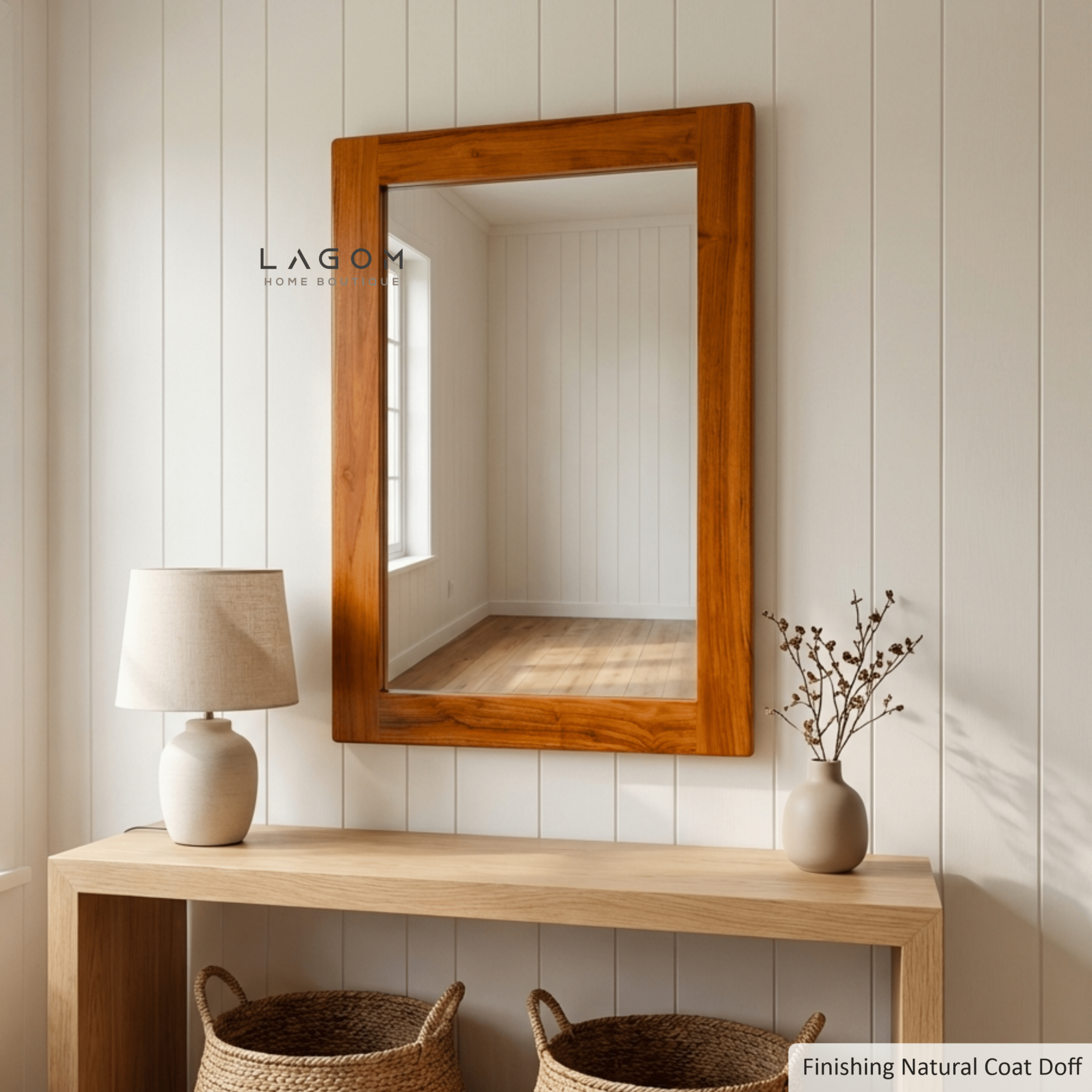 Timeless Rectangular Mirror in Teak Wood - Mirror - Lagom Home Boutique