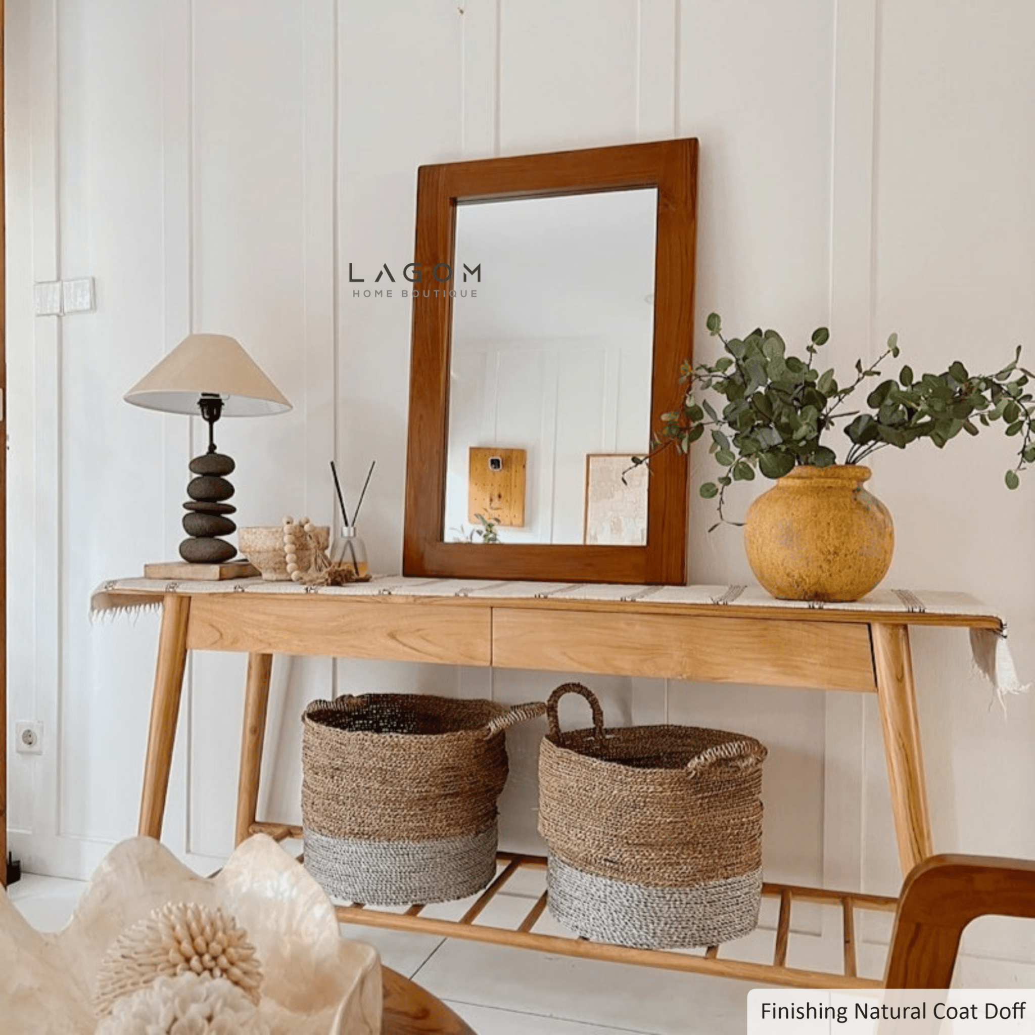 Timeless Rectangular Mirror in Teak Wood - Mirror - Lagom Home Boutique