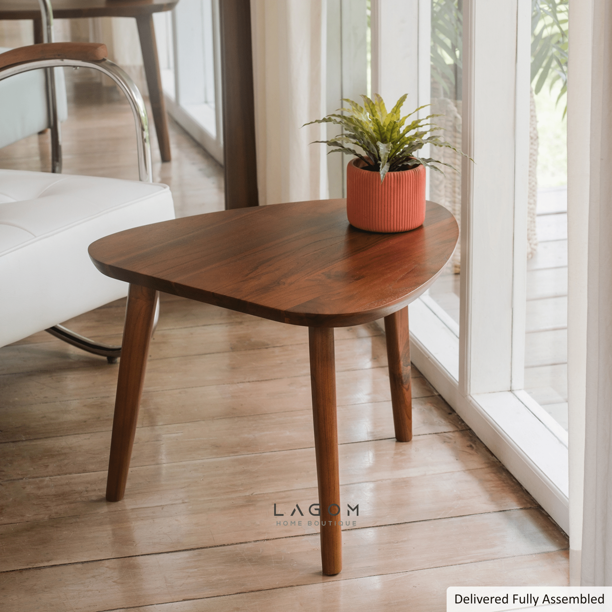 Triangular Teak Side Table - Side Table - Lagom Home Boutique