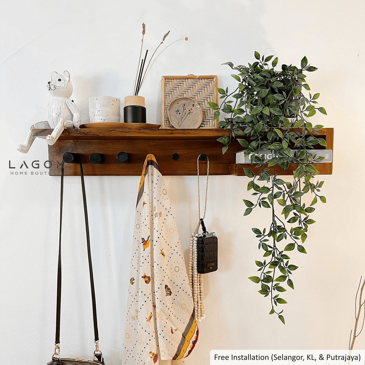 Wall Coat Hanger in Solid Teak-Wall Coat Hanger-Lagom Home Boutique